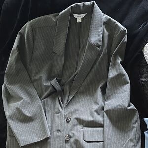 Old Navy Gray Pinstripe Blazer